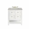 James Martin Vanities Breckenridge 30in Single Vanity, Bright White w/ 3 CM Eternal Serena Top 330-V30-BW-3ESR